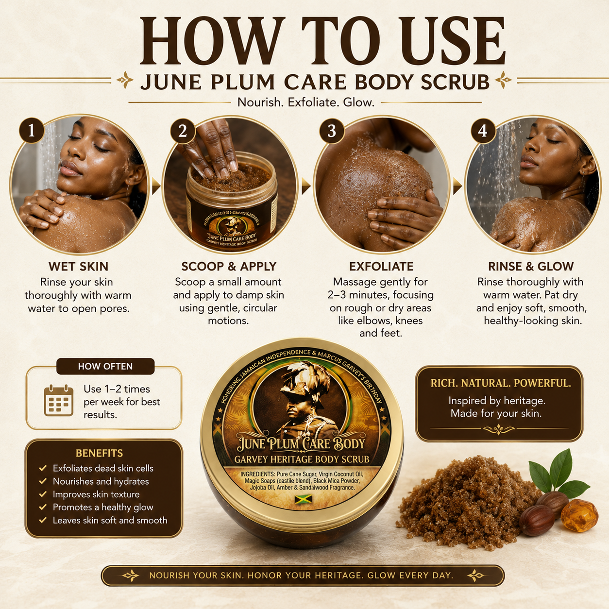 Garvey Heritage Body Scrub – Jamaican Sugar Scrub with Coconut & Jojoba Oil