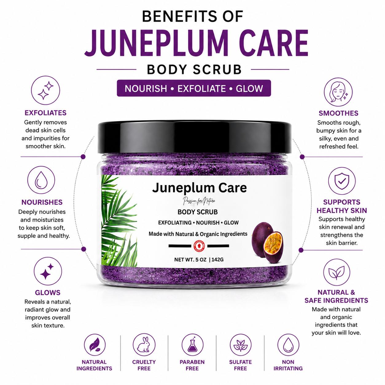 Passion Fruit Body Scrub – Natural Exfoliating Shea Butter & Coconut Oil Scrub