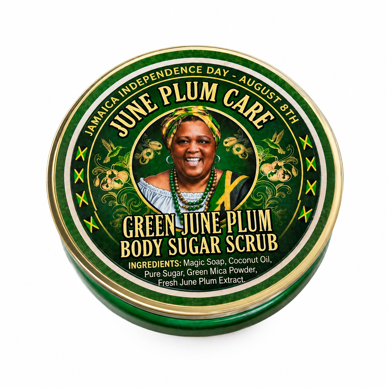 Green June Plum Body Sugar Scrub – Jamaican Exfoliating Scrub with Coconut Oil