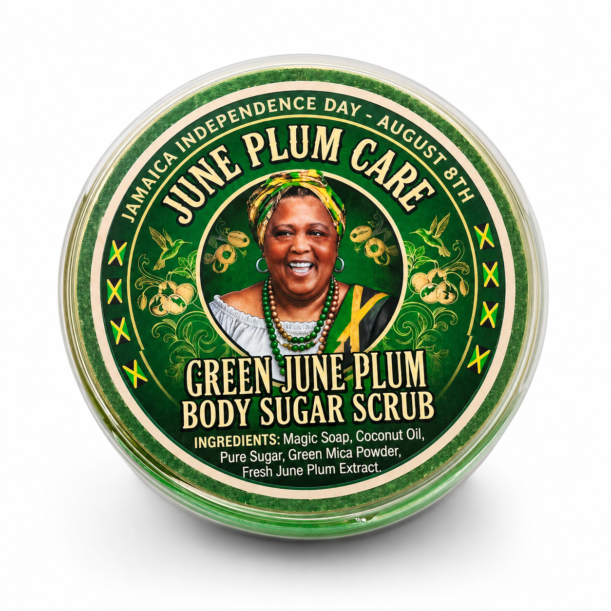 Green June Plum Body Sugar Scrub – Jamaican Exfoliating Scrub with Coconut Oil