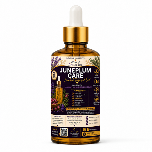 Body Glow Oil for Dry Skin - Rosemary, Lavender & Shea Butter, Fast-Absorbing Natural Moisturizer, 4oz/2oz - Juneplum Care